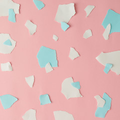 Wall Mural - Creative layout made of pastel pink and blue paper backround. Minimal flat lay.