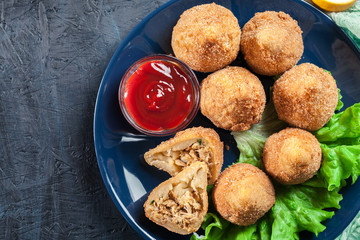 Canvas Print - Coxinha. Fried croquette with chicken