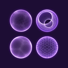The Sphere Consisting Of Points. 3d Grid In Technology Style. Abstract Vector Illustration For Design.