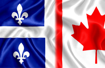 Wall Mural - Flag of Quebec and Canada silk