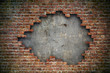 canvas print picture - Old red brick wall damaged background