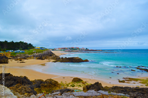 Fotomural Meron beach (playa de Meron) in San Vicente de la Barquera, Cantabria, Spain