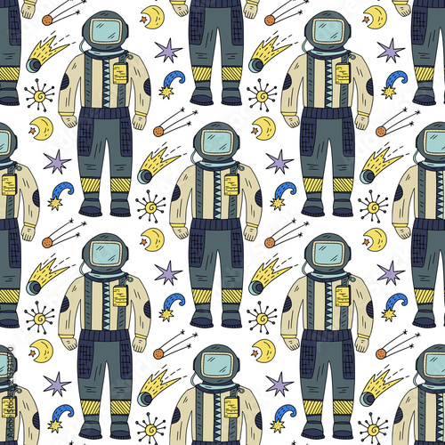 bezszwowy-wektoru-wzor-z-kosmosem-doodle-ilustracje-recznie-rysowane-elementy-galaxy-z-kosmonauta