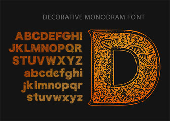 Wall Mural - Ornate decorative vector font. Monogram handdrawn letters.