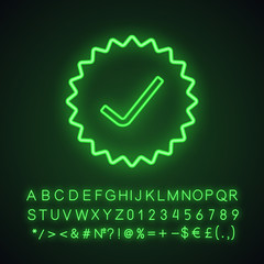 Sticker - Check mark neon light icon