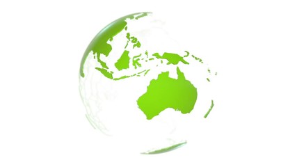 Green 3d globe isolated on white background seamless animation