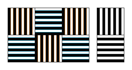 Wall Mural - watercolor optical illusion on gratings. the thin blue and orange lines along the vertical and horiz