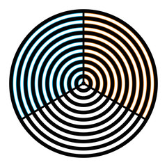 Wall Mural - watercolor optical illusion on circular gratings. the thin blue and orange lines along the circular 