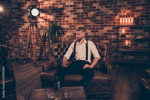 Well Off Life Success Rich Wealthy Holiday Event Win Winner Victory Luxury Trousers Pants Concept Serious Handsome Confident Virile Mature Freelancer Enjoying Alcohol Beverage Smoking Cigarette Stock Photo Adobe Stock
