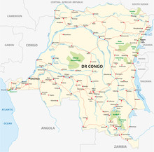 Democratic Republic Of The Congo Road Vector Map