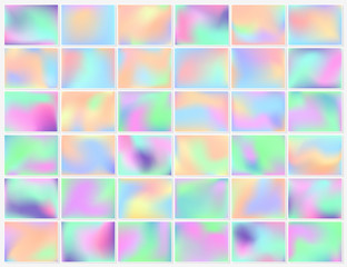 Wall Mural - Holographic background. Smooth multicolor textures. Hologram backdrops. Pastel trendy blurs. Modern vector illustrations for web design, fashion or printed products.