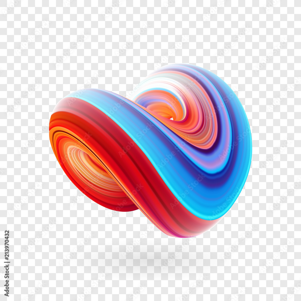 Vector illustration: 3D Colorful abstract twisted fluide shape. Trendy liquid design. - obrazy, fototapety, plakaty 