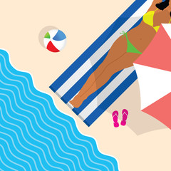 Wall Mural - girls on the beach illustration