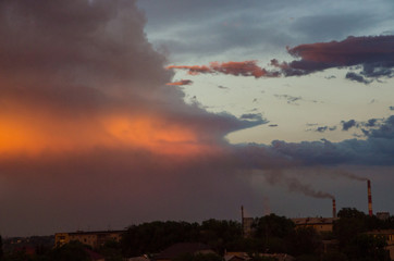 beautiful sunset with storm clouds