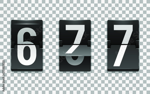 mechanical scoreboard vector template with number 7 flip countdown