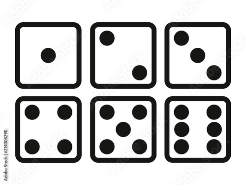 Set Of Dice Line Icon On White Background. Six Dice Vector Illustration ...