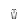 line pile of coins icon on white background