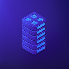 Canvas Print - Isometric data storage, hard drive and hosting concept