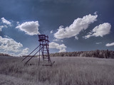 Fototapeta Krajobraz - infrared photography - ir photo of landscape under sky with clouds - the art of our world in the infrared spectrum