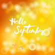 © Natalia - Handwritten lettering Hello September isolated on yellow background.
