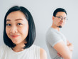 © Sevendeman - Happy Asian wife and angry loser husband.