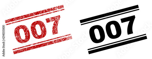 Fotomural 007 stamp seal imprint with red corroded and clean black version