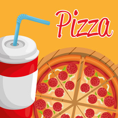 Poster - delicious italian pizza with soda