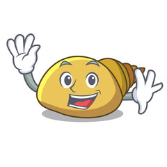 Sticker - Waving mollusk shell character cartoon