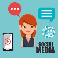 Sticker - woman with social media icon