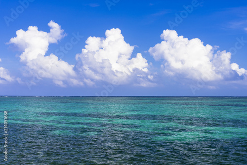 石垣島の入道雲と珊瑚礁の海 Stock Photo Adobe Stock