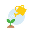 Water can watering plant icon, flat design