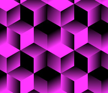 Abstract Geometric Seamless Pattern With Grid Of Cubes In Bright Pink