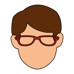 Canvas Print - young man avatar head with glasses character vector illustration design