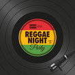 Poster, flyer reggae night party, vinyl style. Editable vector design.