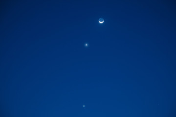 conjuction of moon, venus and mercury as seen from the southern part of earth.