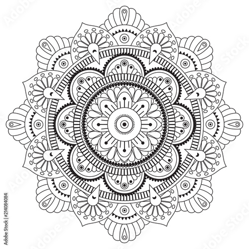 Black and white mandala vector isolated on white. Vector circular
