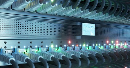 Wall Mural - data center cloud connection network router and switch. 4k 60 fps uhd seamless loop. f network devic
