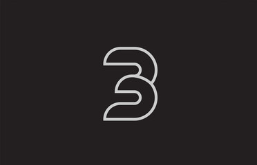 black and white number 3 logo icon design