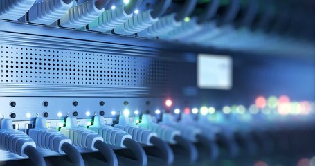 Wall Mural - data center cloud connection network router and switch. 4k 60 fps uhd seamless loop. f network devic
