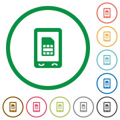 Sticker - Mobile sim card flat icons with outlines