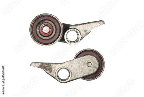 Fotografering ๊Used part and tool Idler Pulley with Tensioner Control rod of centrifugal force in car