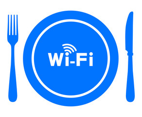 Wall Mural - Free WiFi zone - blue