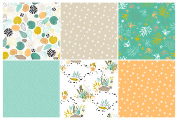 Sea seamless patterns set