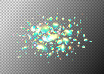 Wall Mural - rainbow holographic effect background with glitter, neon, light foil particles. iridescent round sha