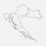 Fototapeta Mapy - Blank map Croatia. High quality map of  Croatia on on transparent background.  Map of Croatia with the provinces. Stock vector. Vector illustration EPS10. 