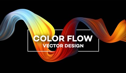Wall Mural - Modern colorful flow poster. Wave Liquid shape in black color background. Art design for your project. Vector illustration