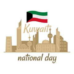 Sticker - National Kuwait day background. Flat illustration of national Kuwait day vector background for web design