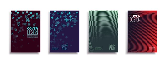 minimal vector cover design set with abstract lines. modern halftone gradients. concept poster templ