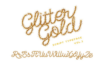 Glitter Gold Handwritten alphabet
