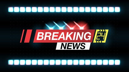 Wall Mural - Banner breaking news, important news, headline in the form of flashing lights police. Vector image.
